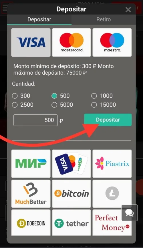 depósito y retiro de dinero móvil